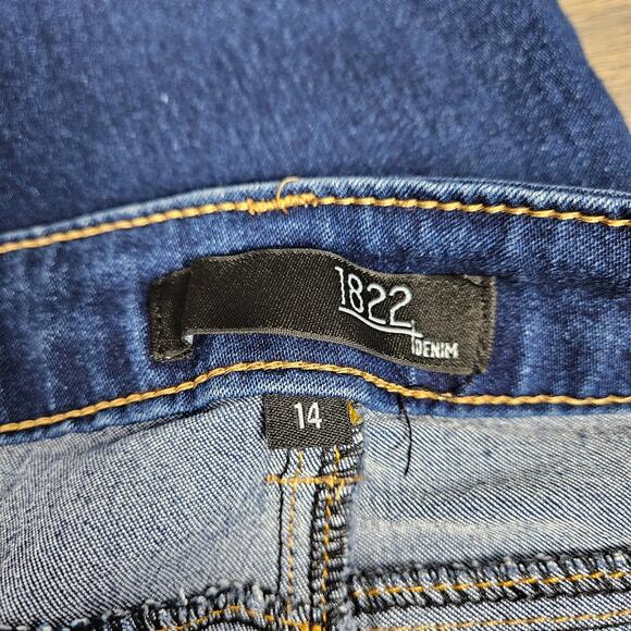 1822 Denim Bootcut Jeans Womens Size 14 High Rise Stretch Dark Blue Wash Classic - Picture 3 of 11
